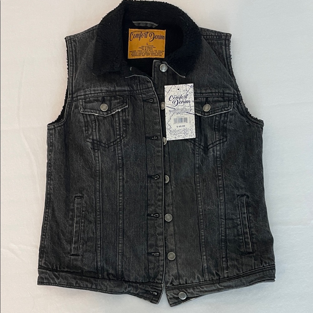 Black Sleeveless Jacket Sherpa lined